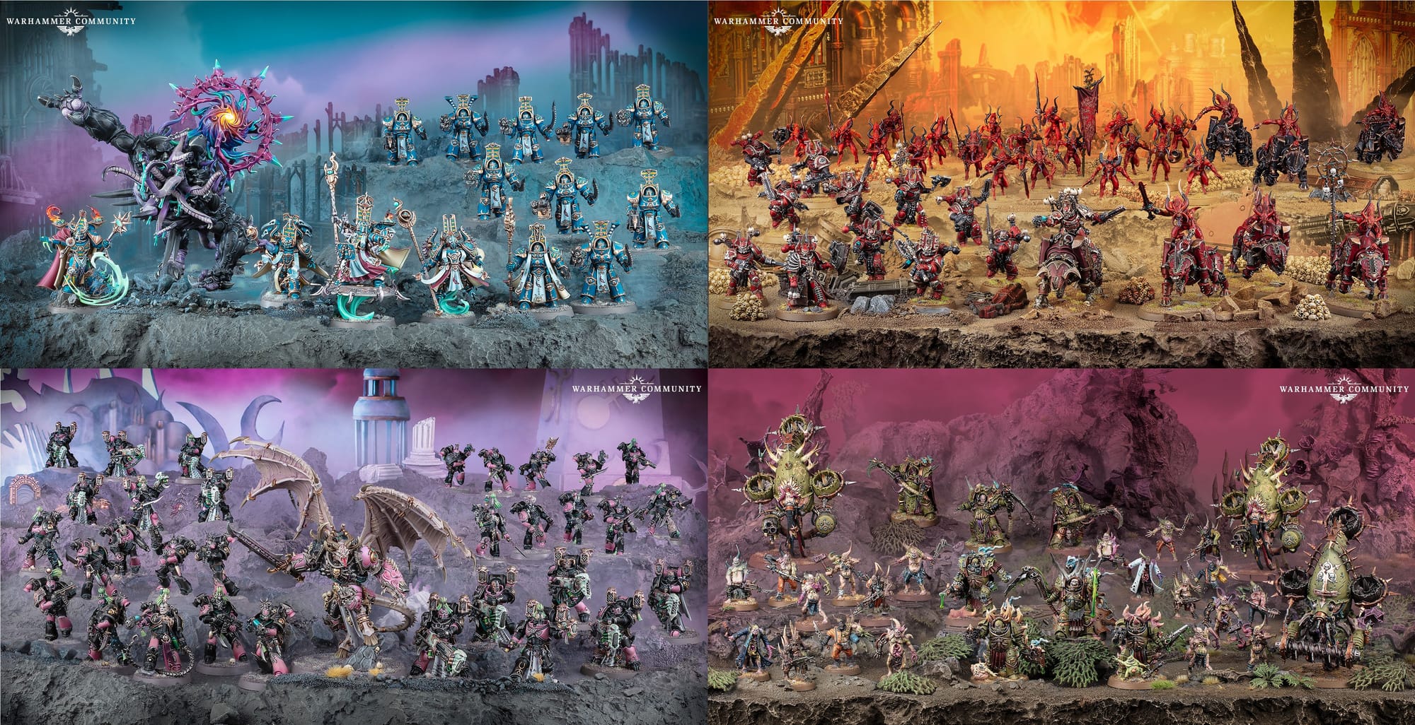 Photos of each of the four battleforces covered in the article below. The models in each of the four boxes can be found under their sections in the body of the article.